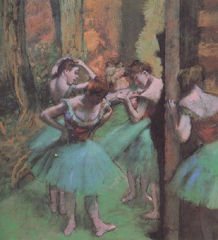 Edgar Degas dancers pink and green Sweden oil painting art
